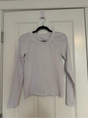 Athleta White Ribbed Athletic Long Sleeve Top Size Large